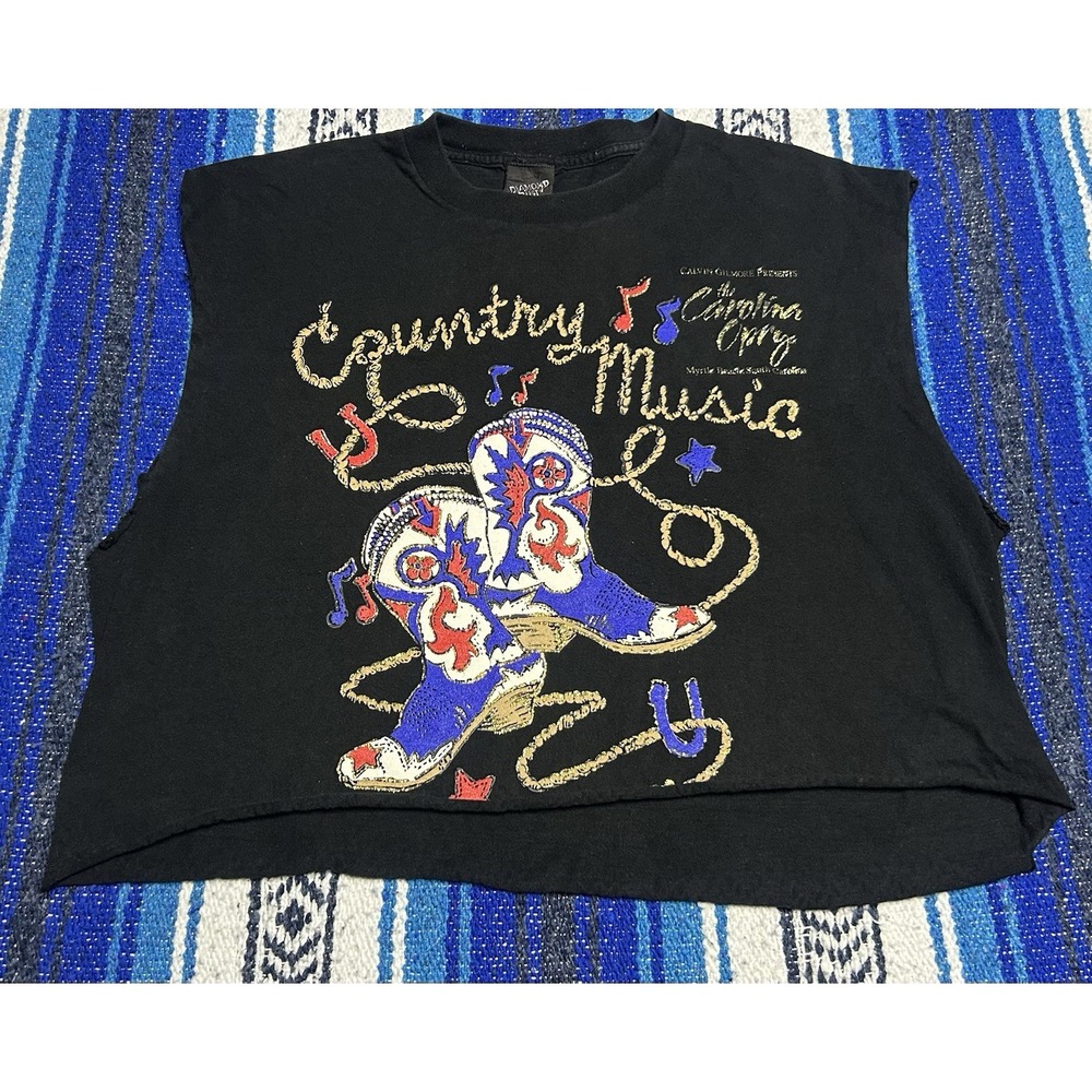 Vintage 90s Country Music Diamond Dust Carolina Opry Glitter Cropped Women's XL